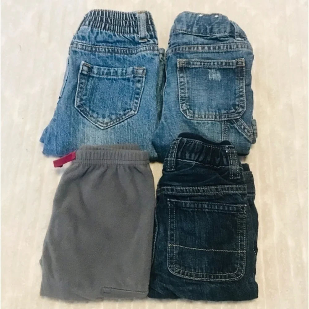 Lot Boys Denim Jeans Fleece Cargo Pants Baby Gap  Cherokee Wonder Kids size 12 M